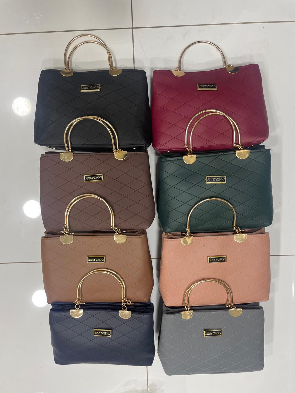 Quilted Faux Leather Handbags with Golden Metal Handles - Elegant Shoulder Tote