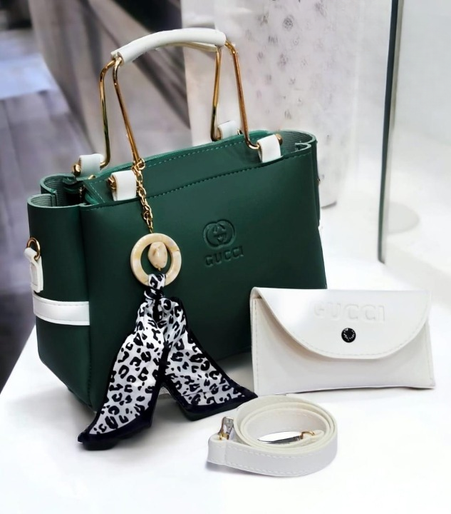 Ladies Handbag With Match Small Pouch Elegant Design Premium Quality - Black