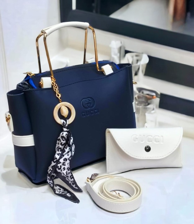 Ladies Handbag With Match Small Pouch Elegant Design Premium Quality - Black