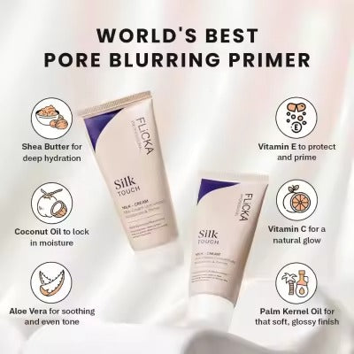 Flicka Silk Touch 3-in-1 Moisturizer & Face Primer – Hydrating Makeup Base for Smooth, Soft & Long-Lasting Finish