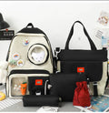 4 Set Backpack For Teenager Girl Waterproof High Capacity School Bags Female Student Cute BookBags | Pink