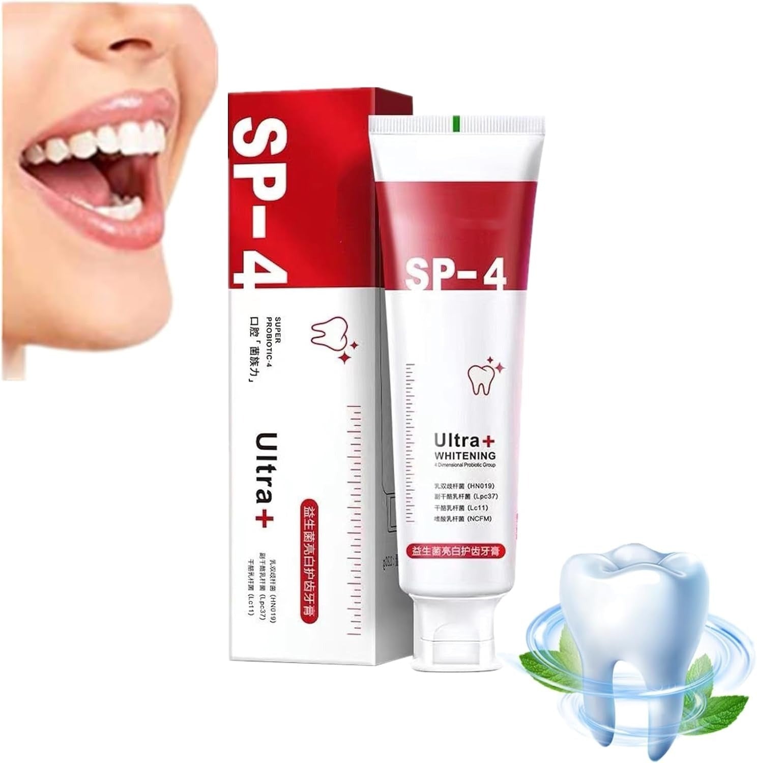 YAYASHI SP-4 Ultra Whitening Probiotic Toothpaste | Advanced Stain Removal & Fresh Breath Oral Care | Red Tube Formula