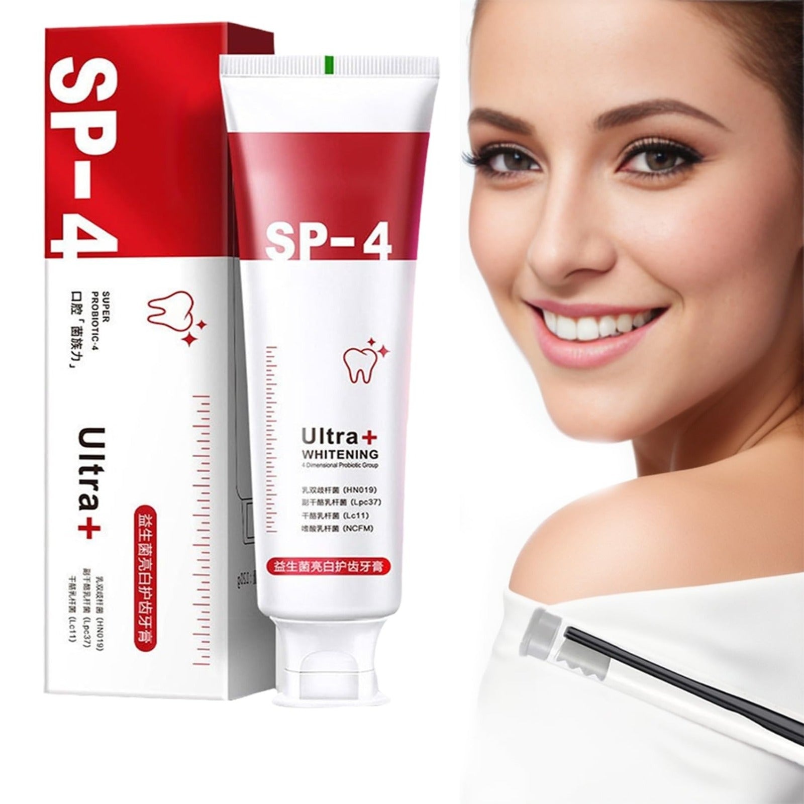 YAYASHI SP-4 Ultra Whitening Probiotic Toothpaste | Advanced Stain Removal & Fresh Breath Oral Care | Red Tube Formula