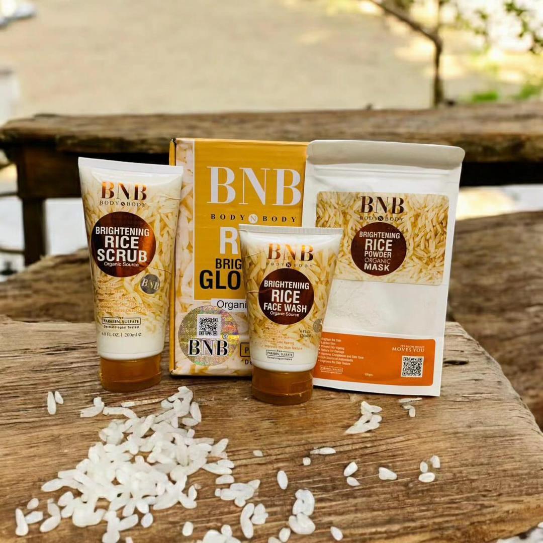 BNB Body & Body Rice Brightening Glow Kit 3-in-1 | Korean Glass Skin Care Kit for Bright & Healthy Skin
