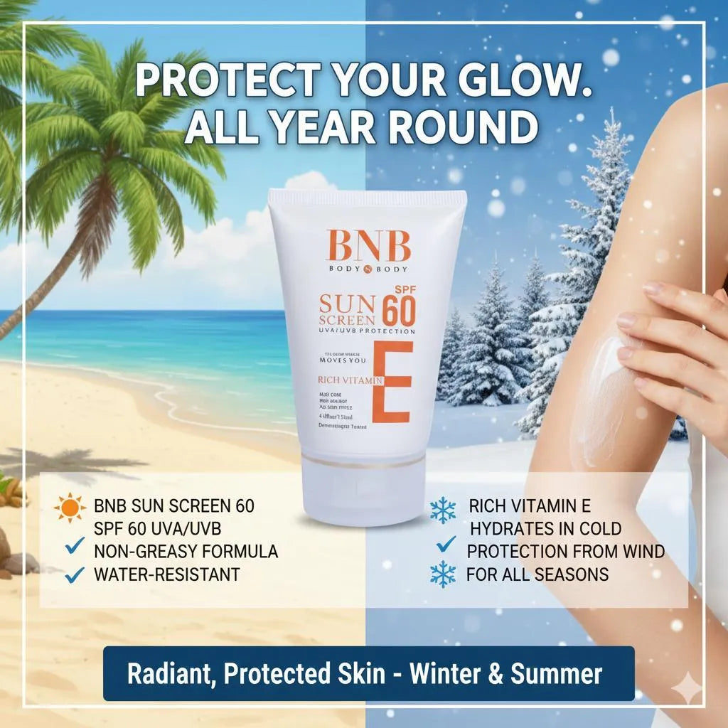 BNB Sunscreen SPF 60 PA+++ | Non-Greasy UV Protection for All Skin Types