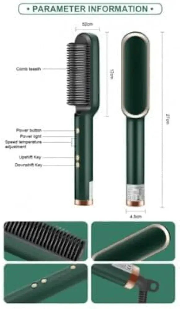 Hair Straightener Iron Brush Straight Hair Comb 2-in-1 Hair Straightener Curling Professional Styling Brush Hair Curler & Straightener For Women (Random Color)