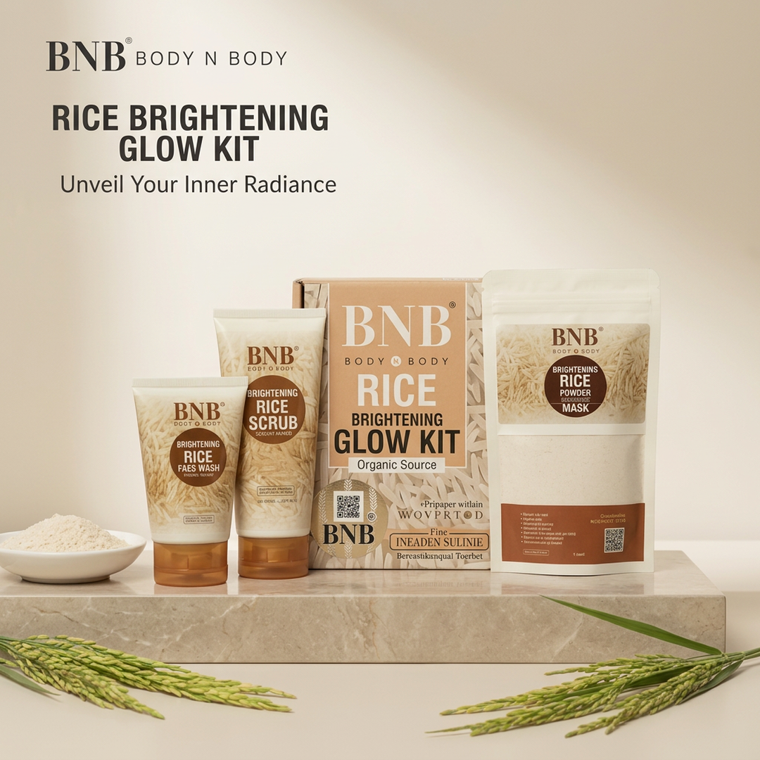 BNB Body & Body Rice Brightening Glow Kit 3-in-1 | Korean Glass Skin Care Kit for Bright & Healthy Skin